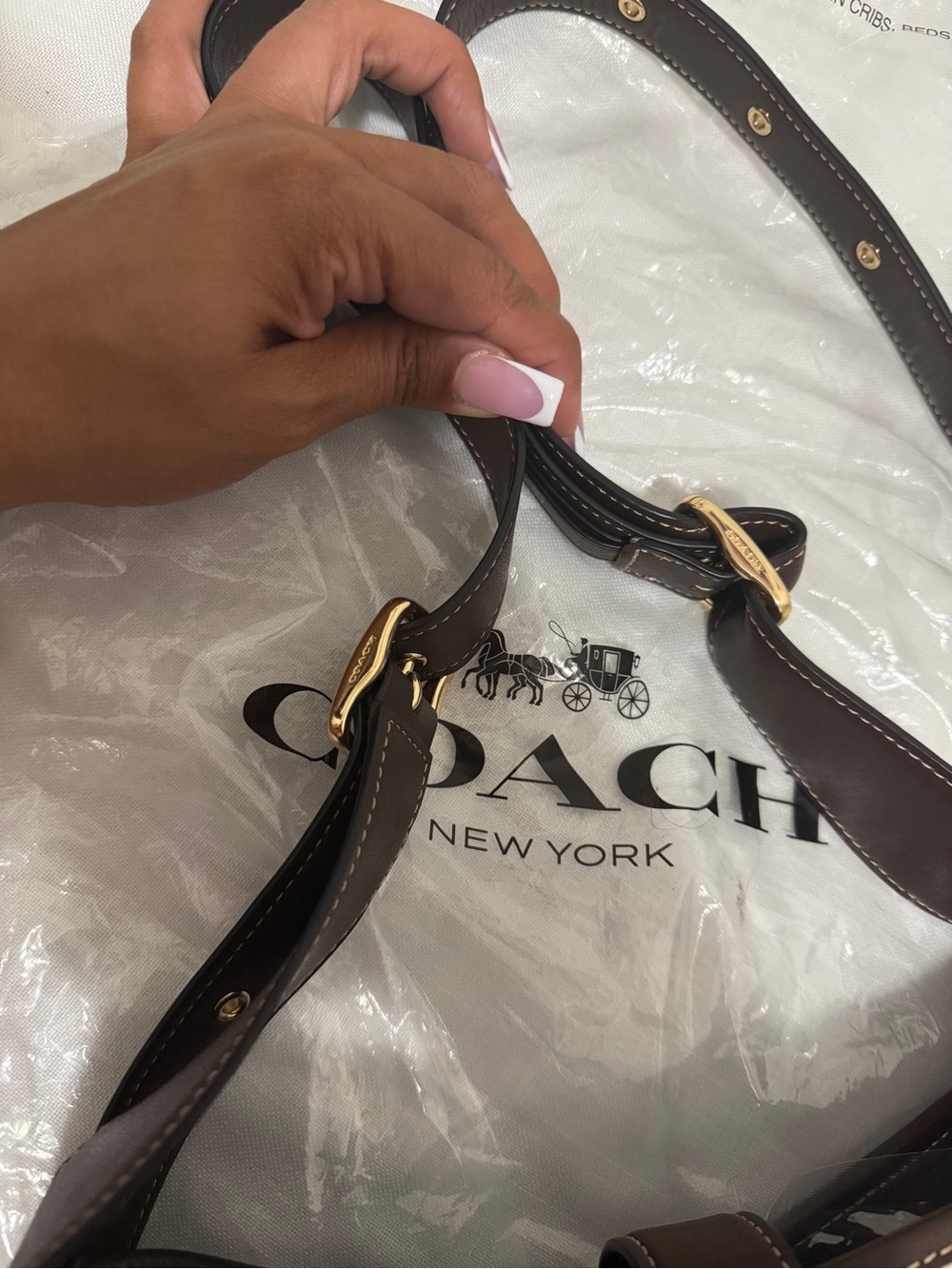 Coach Hadley Brown Black and White Cow Hair Leather Crossbody Bag - Picture 7 of 10
